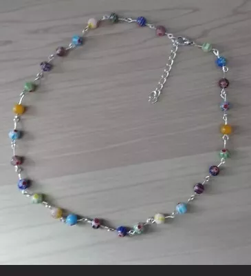 Millefiori Bead Necklace Approx 16-18 Inches 6mm Beads • £5