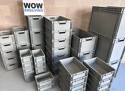 Heavy Duty Plastic Storage Boxes Container Industrial Box Euro Stacking Crates • £5.99