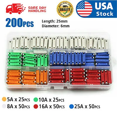 200pcs Continental Car Fuses Torpedo Type For Vintage Classic Cars Old Style Set • $10.44