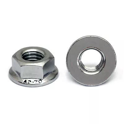 M6-1.0 Metric Stainless Steel Hex Flange Nuts DIN 6923 A2-70 / 18-8 Grade • $5.54