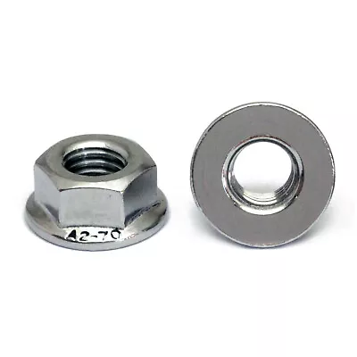 M8-1.25 Metric Stainless Steel Hex Flange Nuts DIN 6923 A2-70 / 18-8 Grade • $6.56