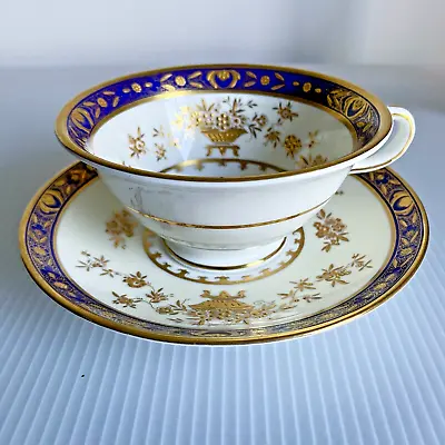 Minton Cup & Saucer DYNASTY Cobalt Blue & Gold Bone China Made In England H3775 • $150