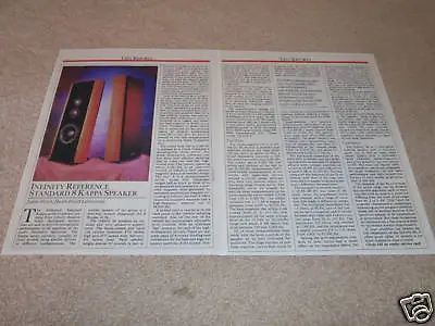 Infinity Kappa 8 Speaker Review 1987 2 Pgs Full Test EMIT Tweeter Info • $9.99