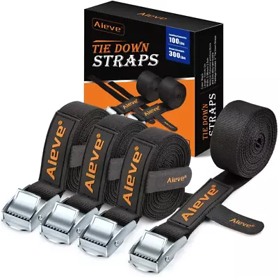 Tie Down Strap 1  X 6.5 Ft Ratchet Strap Heavy Duty 4 Pack Retractable Cam New • $19.07