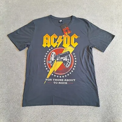 Official ACDC T-Shirt Mens Size XL Grey For Those About To Rock Band Tee - BNWT • $25