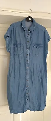 £10 • Buy Sosandar Soft Denim Button Through Dress Size 16