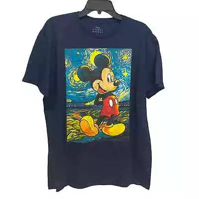 New Disney Mens 2X Mickey Mouse Van Gogh Starry Nights 100% Cotton Tee • $20