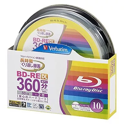 Verbatim Japan Blu-ray Disc For Repeated Recording BD-RE DL 50GB 10 Pieces • £35.08