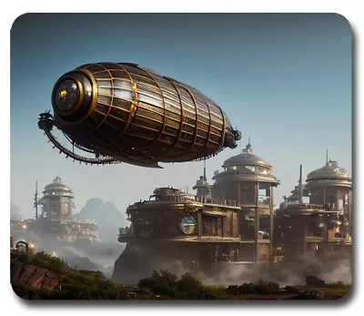 STEAMPUNK Inspired Flying Machine City - Mousepad / PC Mouse Pad - Gaming GIFT • $8.95