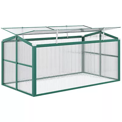 Outsunny Aluminium Cold Frame Greenhouse Planter With Openable Top 130x70x61cm • £70.99