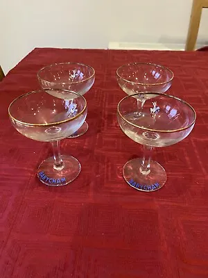 Babycham Glasses X 4 Set Deer Clear Blue Gold Drink Vintage T2870 C3552 • £14.95