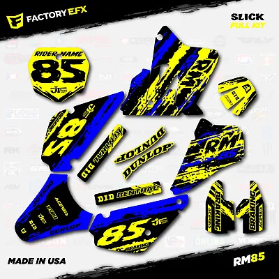 Black Blue Yellow Slick Racing Graphics Kit Fit Suzuki RM85 01-21 RM 85 Decal • $54.99