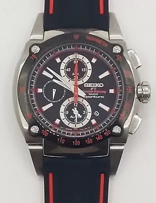Mens Seiko F1 Honda Racing Watch Sportura Stainless Steel Black Red • $275