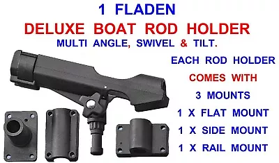 1 Fladen Deluxe Multi Mount Boat Rod Holder Tilt Swivel Kayak Uptide Rod Rest  • £14.50