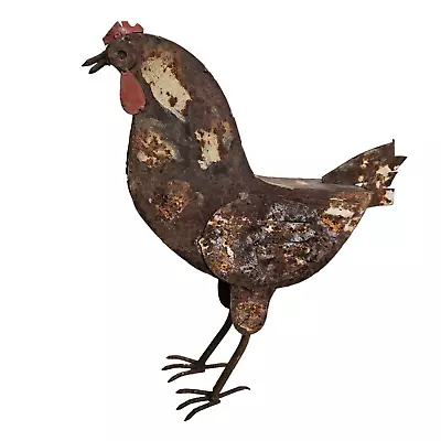 Rooster Chicken Primitive Metal Recycled Sculpture  Farm Indoor Outside Decor • $35.70