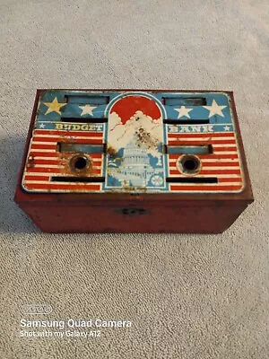 Vintage Patriotic Metal/tin Budget Bank By Marx4 Slots/Divisions5.5 No Key Wow • $14.99