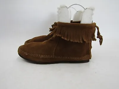 Minnetonka Womens Sz 7 M Brown Suede Zip Ankle  Fashion Moccasins Bootie Boots • $26.59