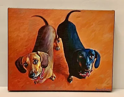 Robert McClintock Canvas “Double Dachsies” Dachshund Framed Print 13x10 Dogs • $19.80