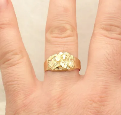 Size 11 Men's Diamond Cut Nugget Style Ring Real Solid 10K Yellow Gold • $149.50