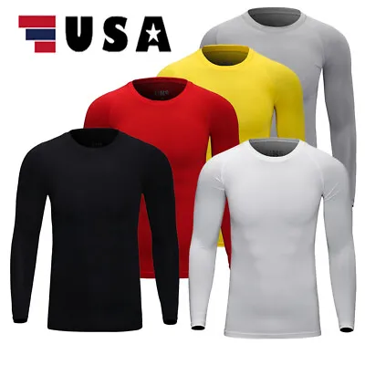 $13.99 • Buy Mens Thermal Top Warm Long Sleeve Winter Undershirt Dry T-Shirt Sports Shirt USA