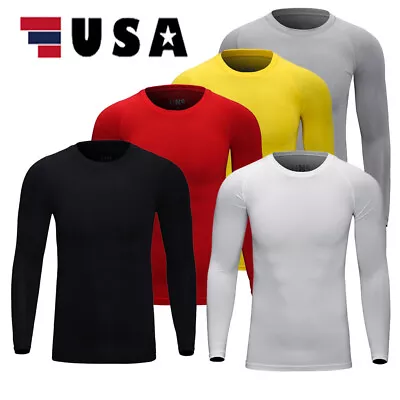 Mens Thermal Top Warm Long Sleeve Winter Undershirt Dry T-Shirt Sports Shirt USA • $13.97