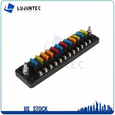 12 Way Blade Fuse Block Box Holder W/Negative Waterproof For Car Marine ATC ATO • $18.58