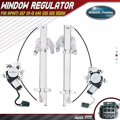 2x Rear Power Window Regulator &Motor For INFINITI G37 09-13 Q40 G35 G25 Sedan • $80.99