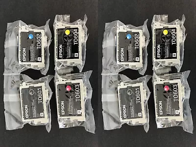 8pcs GENUINE EPSON T0601-T0604 INK STYLUS C68 C88+ CX4800 CX7800 Printer OEM #60 • $75.99