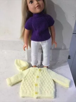 Lovely Hand Knitted Dolls Clothes To Fit Doll Size 18 Inch Or Premature Baby • £6