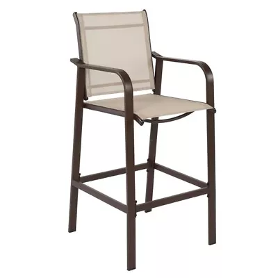 2pcs Wrought Iron Brown Frame Beige Cloth Surface Garden Bar Chair • $138