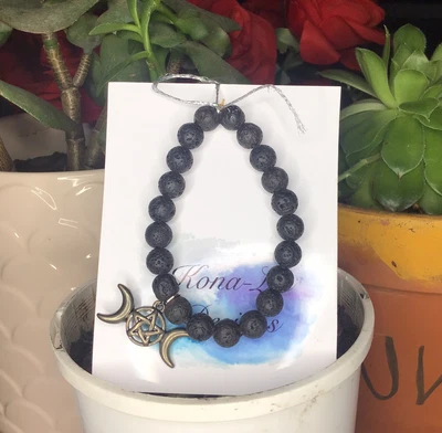 $10 • Buy Triple Goddess Moon Bracelet, Diffuser Bracelet, Witchy Bracelet, Healing