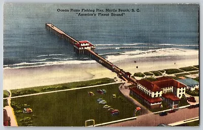 Myrtle Beach SC - Aerial View Ocean Plaza Fishing Pier - Vintage Postcard • $4.44