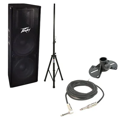 Peavey PV 215 Pro Audio DJ 1400W Passive Dual 15  Speaker 1/4 Cable Tripod Stand • $562.92