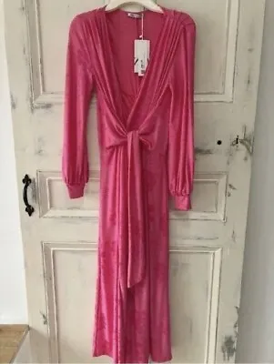 £3.50 • Buy Brand New Zara Pink Jacquard Elegant  Balloon Sleeved Dress Size 8 / 10