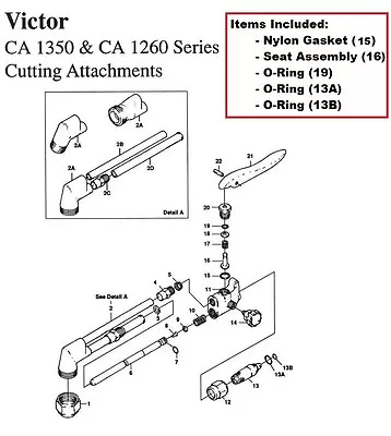 Victor CA1350 & CA1260 Cutting Torch Rebuild/Repair Parts Kit CA25 CA270 • $19.50