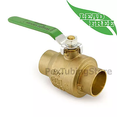 1-1/2  Sweat (CxC) Lead-Free Brass Ball Valve Full Port 600psi WOG • $27.61