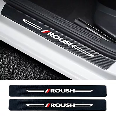 2Pcs For Ford Mustang Roush Carbon Fiber Leather Sticker Car Door Sill Protector • $14