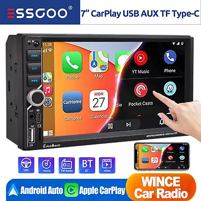 7  Apple CarPlay/Android Auto Double DIN Car Stereo Radio Head Unit Touch Screen • $57.99