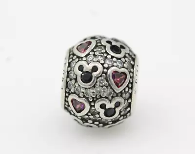 Pandora Sterling Silver Disney Sparkling Mickey & Hearts Bead Charm 791457CZ • $35.99