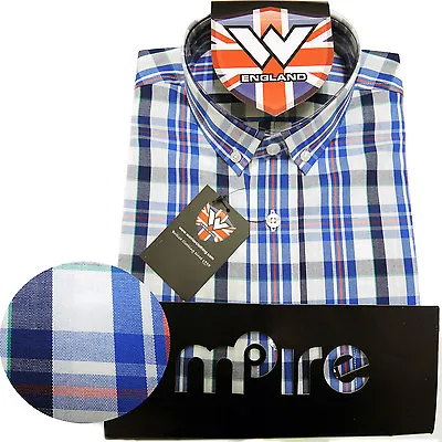 Warrior UK England Button Down Shirt NELSON Slim-Fit Skinhead Mod Retro S-M • £34.90