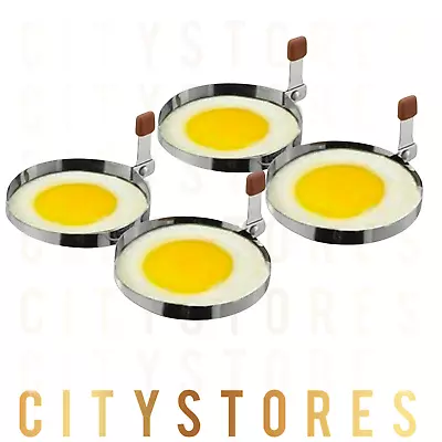 4 X Stainless Steel Egg Frying Rings Fry Fried Poacher Mould Pancakes • £7.48