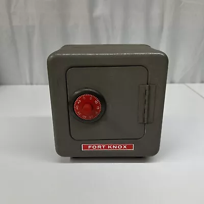 VINTAGE 1960’s FORT KNOX Metal Toy Safe Combination Coin Bank READ • $15
