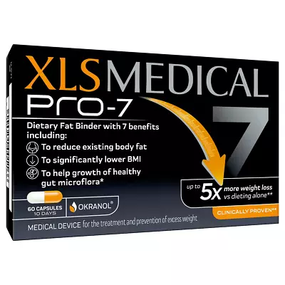 Xls Medical Pro 7 Dietary Fat Binder 60 Weight Loss Capsules 10 Days Exp:6/24 • £27.95