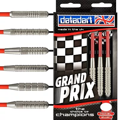 Datadart Grand Prix Darts Set 18g 20g 22g 24g 26g 28g Grams Nickel Silver Knurl • £10.95