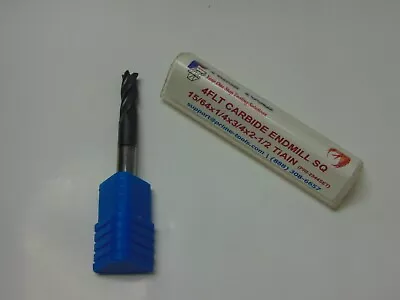 $10.29 • Buy 4 Flute 15/64 X 1/4 X 3/4 X 2-1/2  Single End Mill Solid Carbide Coated