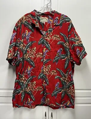 VTG - Paradise Found Magnum PI Hawaiian Button Down Red Parrot Shirt - 2XL XXL • $39.88