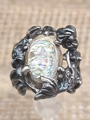 VTG Cyvra Plympton Sterling Silver Abalone Under The Sea Mermaid Ring Size 5.6 • $129