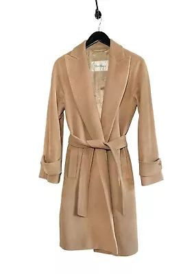 Max Mara Tan Camel Hair Pina Belted Wrap Coat - 38 IT - XSMALL • $1030.28