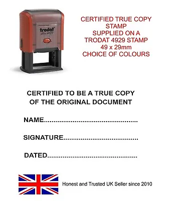 Certified True Copy Self Inking Rubber Stamp Solicitors Accountants Legal Docs • £19.95