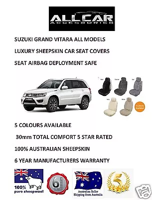 $259 • Buy Sheepskin Car Seatcovers Suzuki Grand Vitara, Seat Airbag Safe, 5 Colours.30mmTC